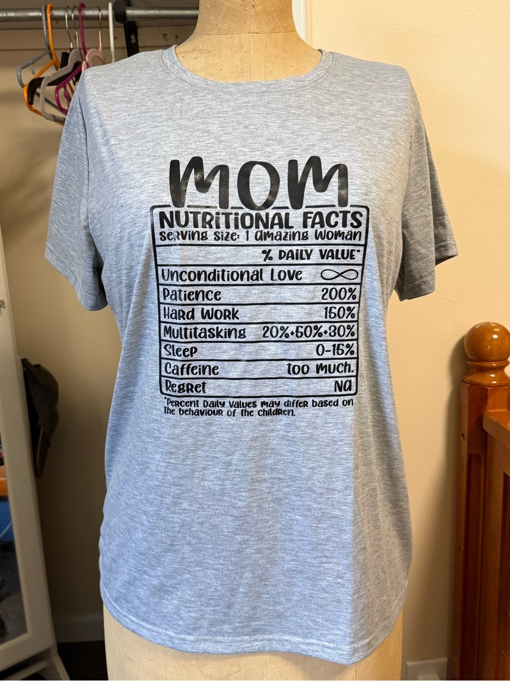 Mom Nutritional Facts Graphic Tee - Light Gray